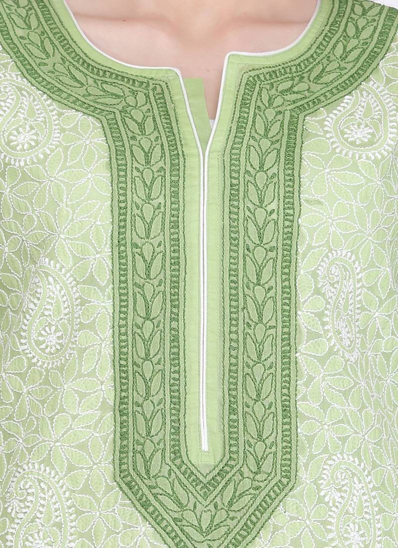 Ada Green Cotton Chikankari Kurti