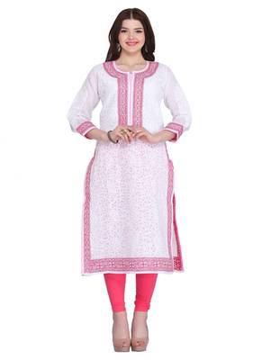 Ada White Cotton Chikankari Kurti 1