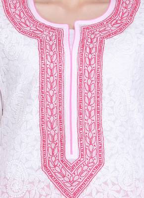 Ada White Cotton Chikankari Kurti 4