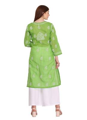 Ada Green Cotton Chikankari Kurti  2