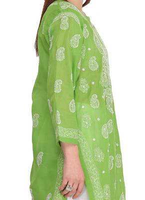 Ada Green Cotton Chikankari Kurti  3
