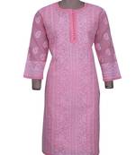 Ada Peach Cotton Chikankari Kurti