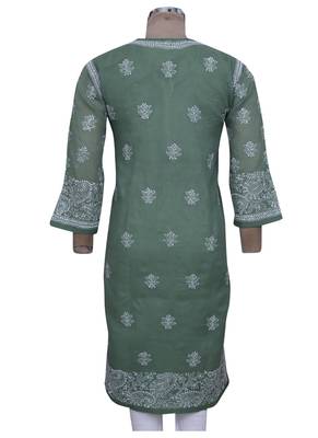 Ada Green Cotton Chikankari Kurti 2
