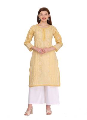 Ada Fawn Cotton Chikankari Kurti 1