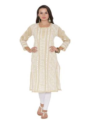 Ada Fawn Cotton Chikankari Kurti  1