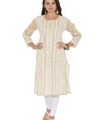 Ada Fawn Cotton Chikankari Kurti 