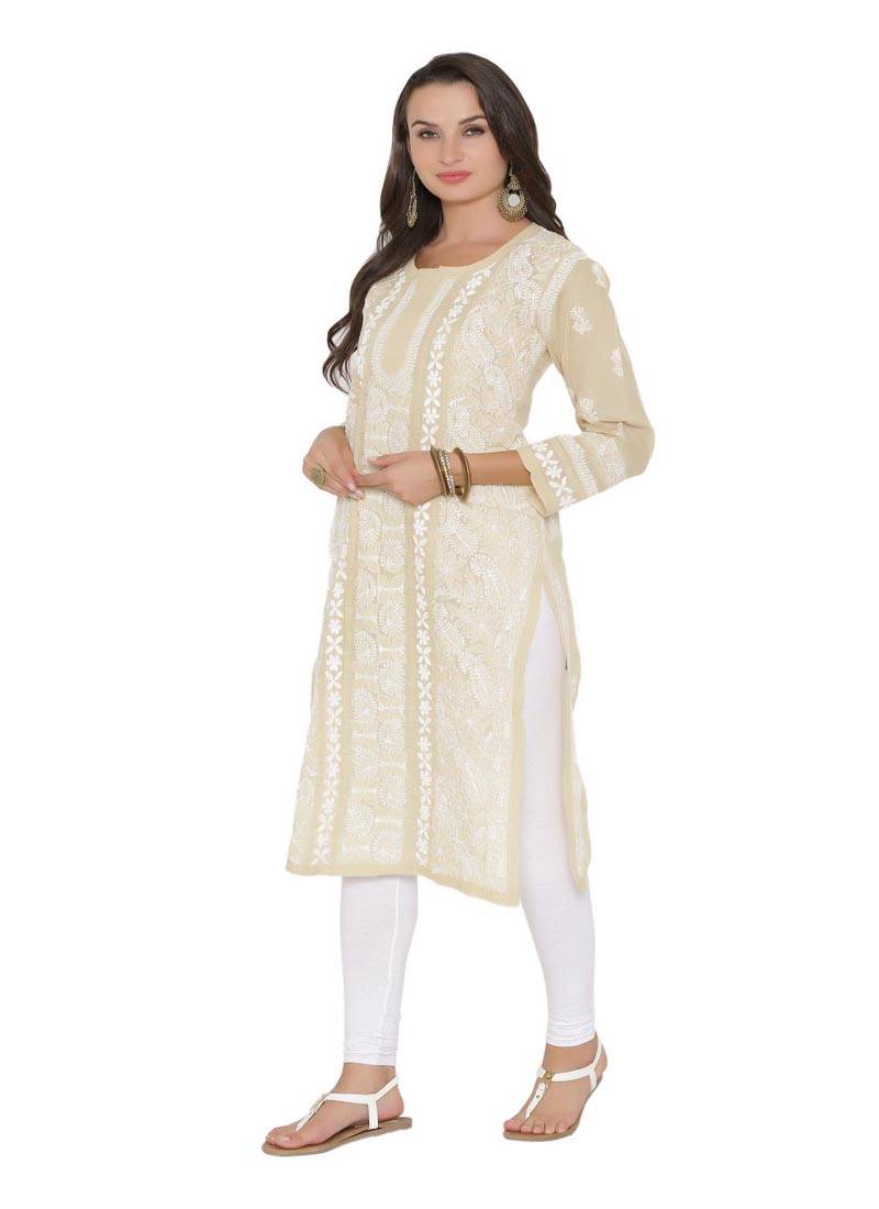 Ada Fawn Cotton Chikankari Kurti 