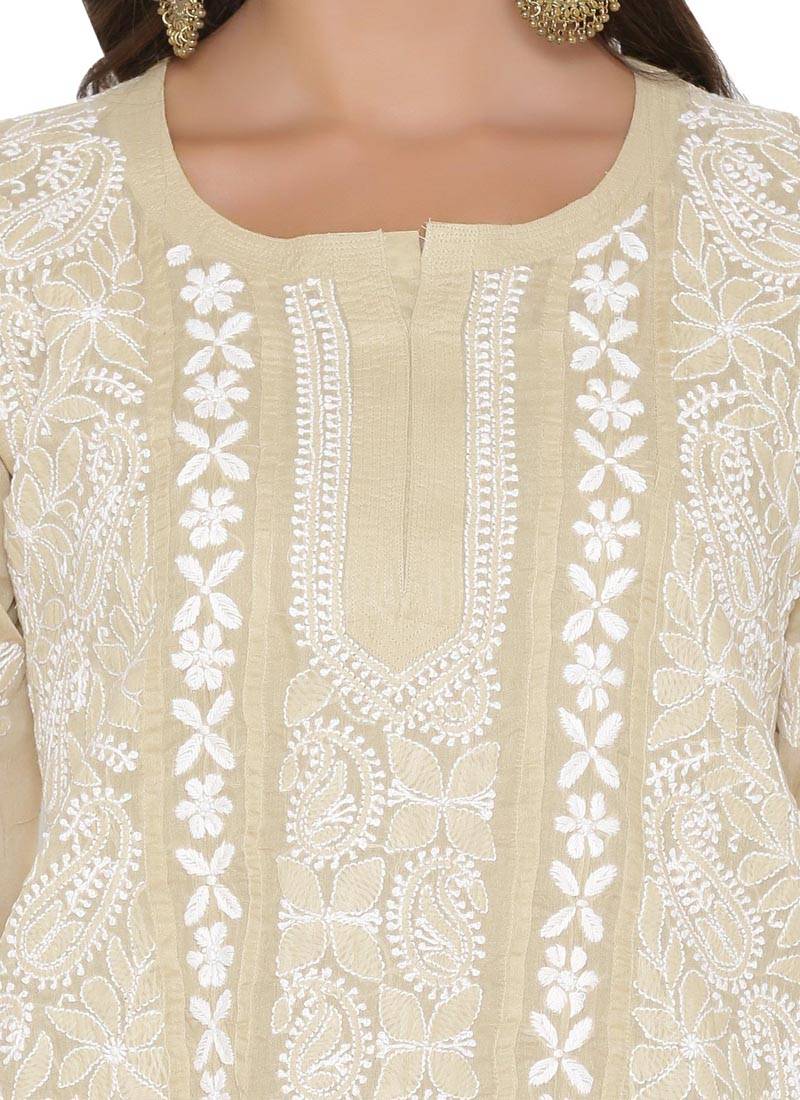 Ada Fawn Cotton Chikankari Kurti 