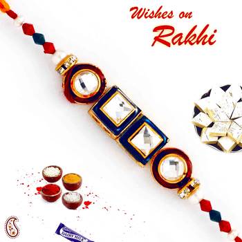 Circular  And  Square Crystal Stone Beads Rakhi 1
