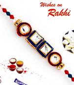 Circular  And  Square Crystal Stone Beads Rakhi