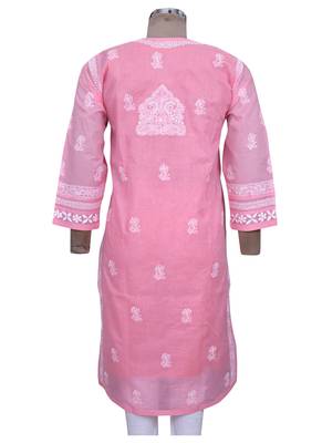 Ada Peach Cotton Chikankari Kurti 2