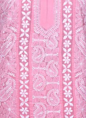 Ada Peach Cotton Chikankari Kurti 3