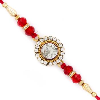 Sparkling Red Crystal Stone Embellished Rakhi 1