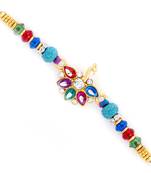 Colorful Stone Studded Peacock Style Rakhi