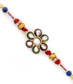 Beautiful Kundan Studded Floral Shape Rakhi