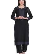 Ada Black Cotton Chikankari Kurti