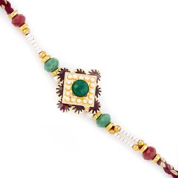 Multicolor Beads Embellished Lovely Motif Rakhi 1
