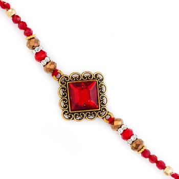 Beautiful Red Stone Embellished Rakhi 1