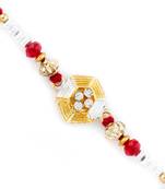 Red  And  Golden Beads Embellished Lovely Rakhi