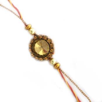 Copper Shade Ad Studded Charming Rakhi 1
