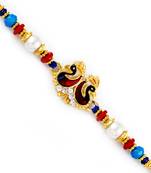 Multicolor Beads  And  Dual Swan Motif Rakhi