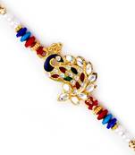 Kundan Studded Beautiful Peacock Design Rakhi