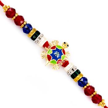 Red  And  Blue Beads Fengshui Tortoise Rakhi 1