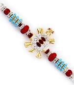 Golden Fengshui Tortoise Multicolor Beads Rakhi