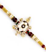 Maroon  And  Golden Beads Goodluck Tortoise Rakhi