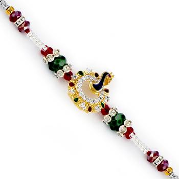 Gold Peacock Motif Multicolor Beads 1