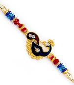 Red  And  Blue Beads Peacock Motif Rakhi