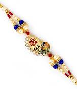 Multicolor Beads  And  Ad Studded Peacock Motif Rakhi