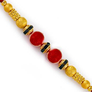 Dual Round Red Beads Rakhi 1