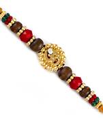 Multicolor Beads  And  Ad Studded Om Rakhi