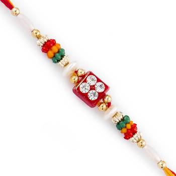 Quadra Ad Studded Multicolor Beads Rakhi 1