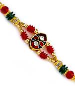 Crystal Beads Studded Meenakari Work Rakhi