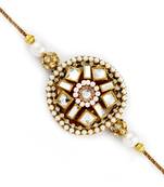 White Beads  And  Crystal Stone Studded Rakhi
