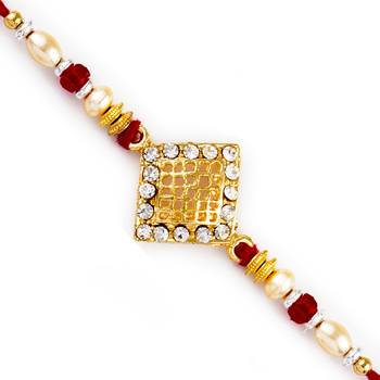 Ad Studded Jaal Pattern Jewelled Rakhi 1