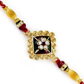 Beautiful Meenakari Base Ad Studded Rakhi 1