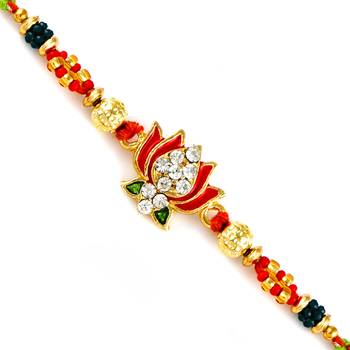 Ad Studded Lotus Motif Jewelled Rakhi 1