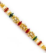 Round Ad Studded Golden Base Rakhi