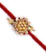 Golden Floral Design Ad Studded Rakhi