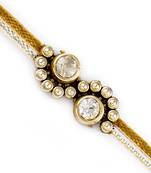 Spine Shape Golden Beads  And  Ad Studded Rakhi