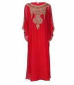 Red Georgette Embroidered Stitched Islamic Kaftan