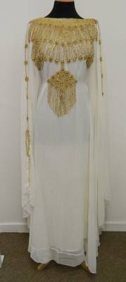 White Georgette Embroidered Stitched Islamic Kaftan 1