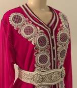 Magenta Georgette Embroidered Stitched Islamic Kaftan