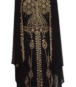Black Georgette Embroidered Stitched Islamic Kaftan