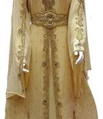 Cream Georgette Embroidered Stitched Islamic Kaftan