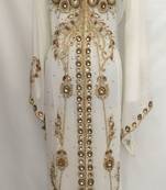 Cream Georgette Embroidered Stitched Islamic Kaftan
