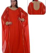 Tomato Georgette Embroidered Stitched Islamic Kaftan